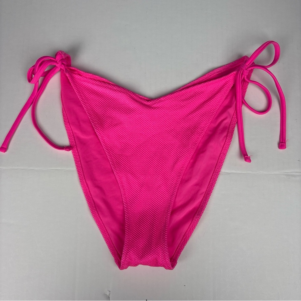 Aerie Women's XL Bikini Bottom Bright Pink Tie Sides Cheekiest Swimsuit New Tag